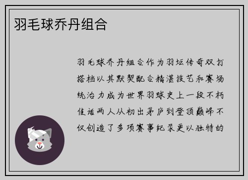 羽毛球乔丹组合