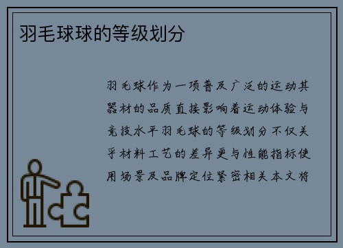 羽毛球球的等级划分